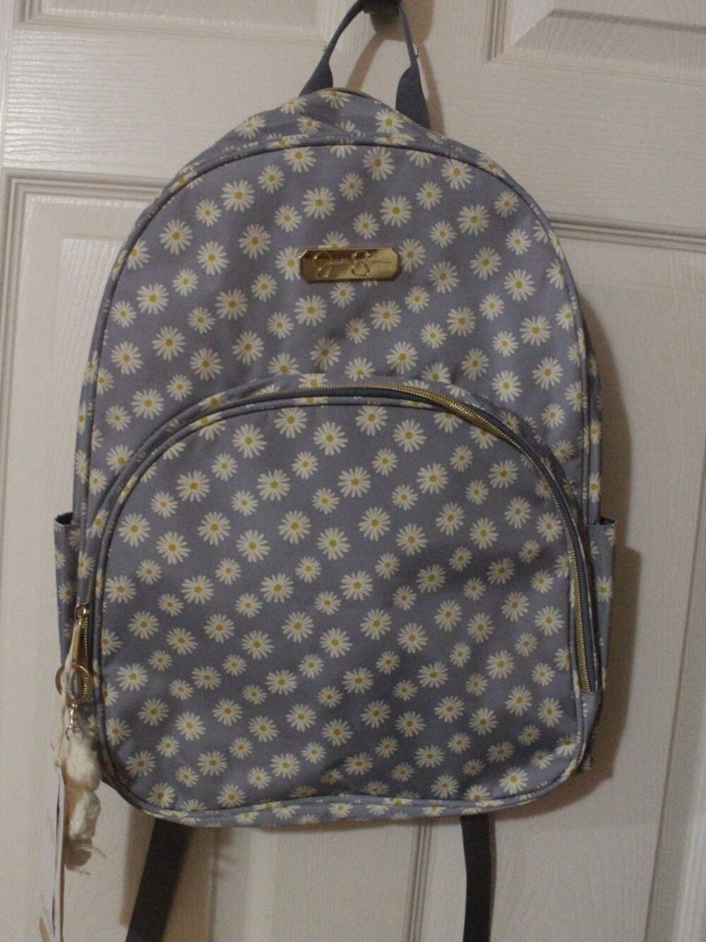 Jessica Simpson Blue Daisy Print Backpack with Flower Charm